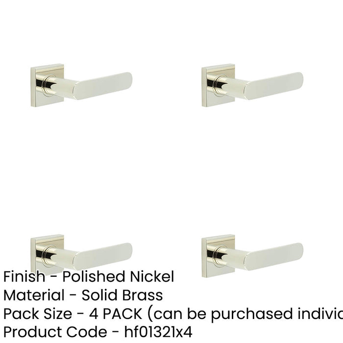 PACK Stylish Polished Nickel Square Door Handle with Sprung Lever Solid Brass Interior Handle-1