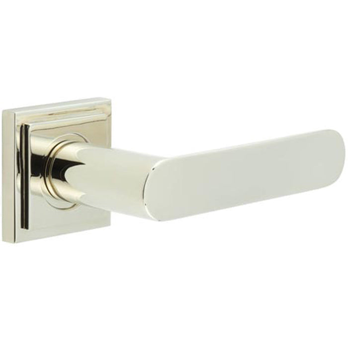 Premium Square Stepped Door Handle Polished Nickel Finish Solid Brass Interior Handle