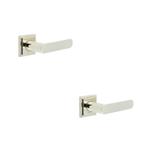 PACK Premium Square Stepped Door Handle Polished Nickel Finish Solid Brass Interior Handle (1)