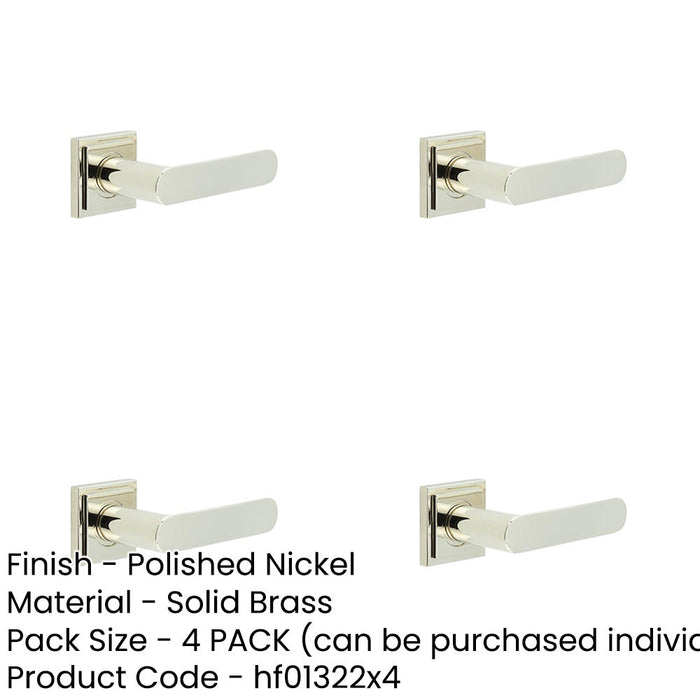 PACK Premium Square Stepped Door Handle Polished Nickel Finish Solid Brass Interior Handle-1