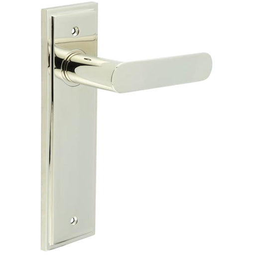 Elegant Polished Nickel Door Handle Latch Backplate Luxury Homes Solid Brass Interior Handle