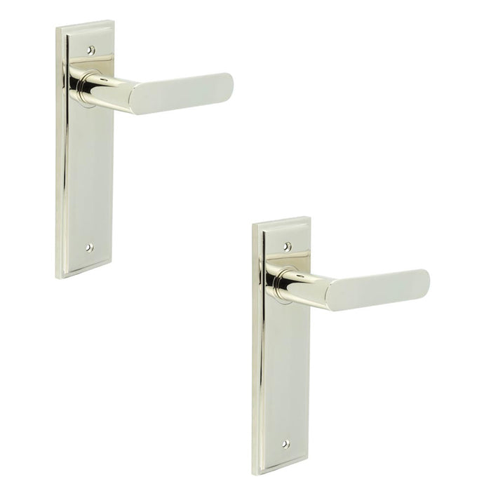 PACK Elegant Polished Nickel Door Handle Latch Backplate Luxury Homes Solid Brass Interior Handle (1)