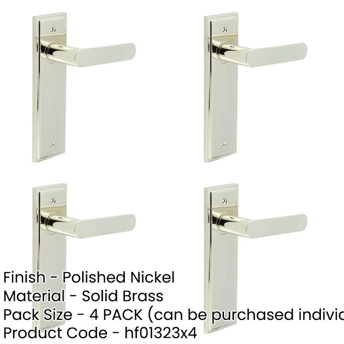 PACK Elegant Polished Nickel Door Handle Latch Backplate Luxury Homes Solid Brass Interior Handle-1