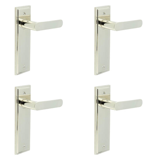 PACK Elegant Polished Nickel Door Handle Latch Backplate Luxury Homes Solid Brass Interior Handle