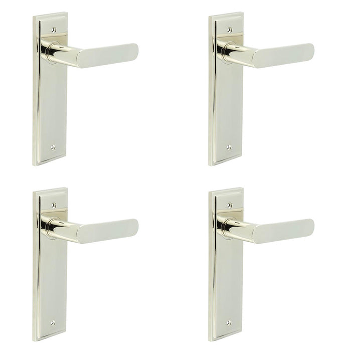 PACK Elegant Polished Nickel Door Handle Latch Backplate Luxury Homes Solid Brass Interior Handle