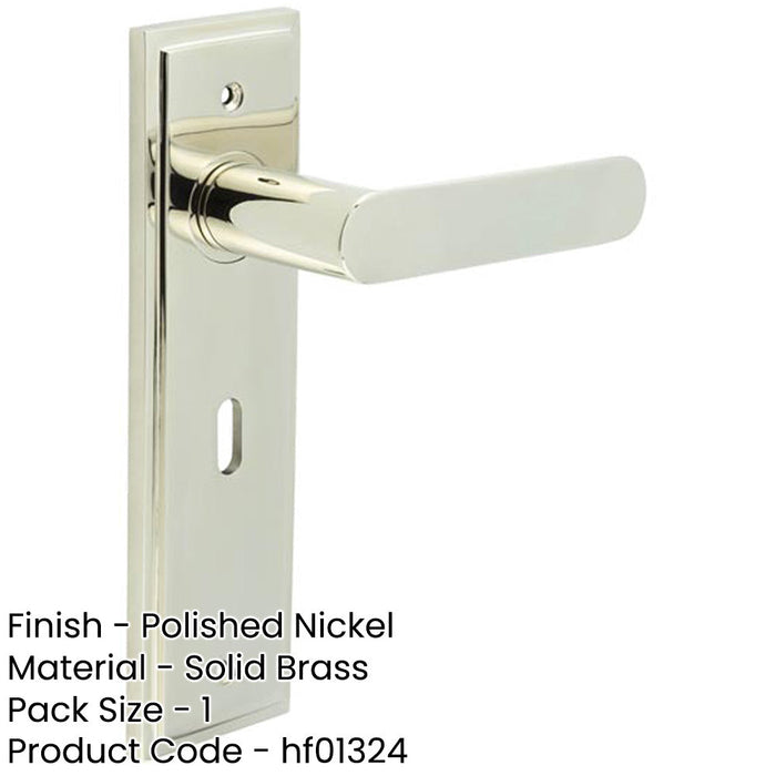 Elegant Polished Nickel Door Handle Lock Backplate Solid Brass Interior Handle-1