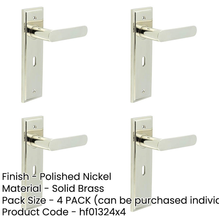 PACK Elegant Polished Nickel Door Handle Lock Backplate Solid Brass Interior Handle-1