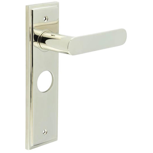 Polished Nickel Bathroom Door Handle with Backplate Elegant Durable Solid Brass Interior Handle