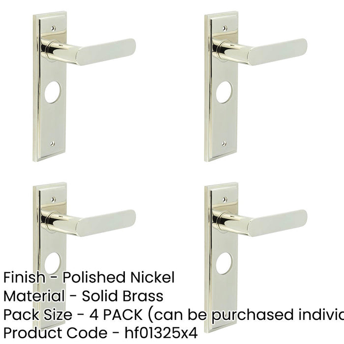 PACK Polished Nickel Bathroom Door Handle with Backplate Elegant Durable Solid Brass Interior Handle-1