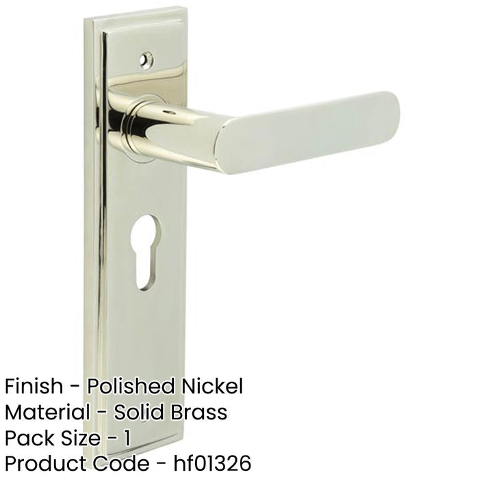 Elegant Polished Nickel Door Handle with Euro Backplate Solid Brass Interior Handle (2)-1