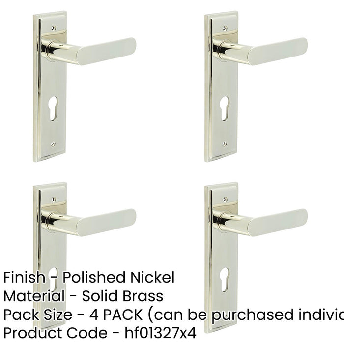 PACK Elegant Polished Nickel Door Handle with Euro Backplate Solid Brass Interior Handle (3)-1