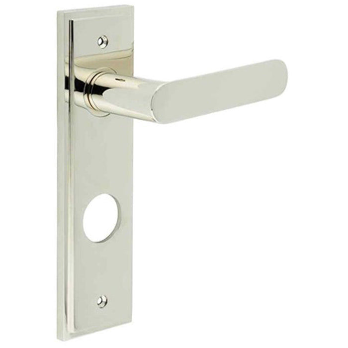 Elegant Polished Nickel Door Handle with Backplate Bathrooms More Solid Brass Interior Handle