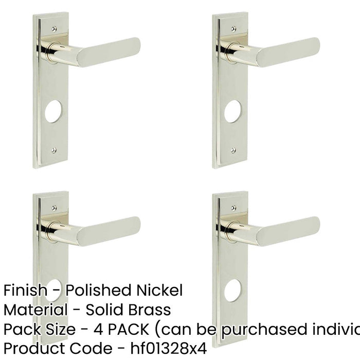 PACK Elegant Polished Nickel Door Handle with Backplate Bathrooms More Solid Brass Interior Handle-1