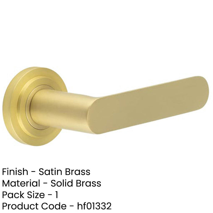 Elegant Satin Brass Door Handle with Stepped Rose Design Modern Interiors Solid Brass Interior Handle-1