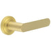 Elegant Satin Brass Door Handle with Stepped Rose Design Modern Interiors Solid Brass Interior Handle