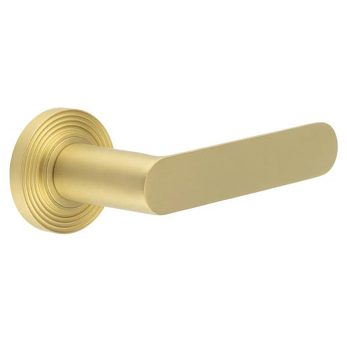 Elegant Satin Brass Reeded Door Handle Luxurious Interiors Solid Brass Interior Handle