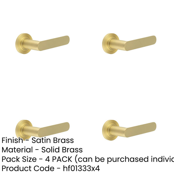 PACK Elegant Satin Brass Reeded Door Handle Luxurious Interiors Solid Brass Interior Handle-1