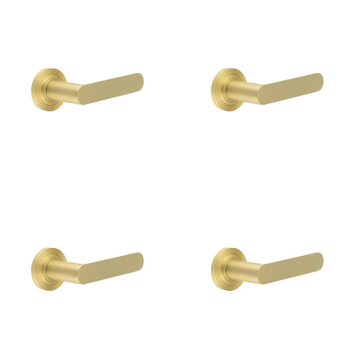 PACK Elegant Satin Brass Reeded Door Handle Luxurious Interiors Solid Brass Interior Handle