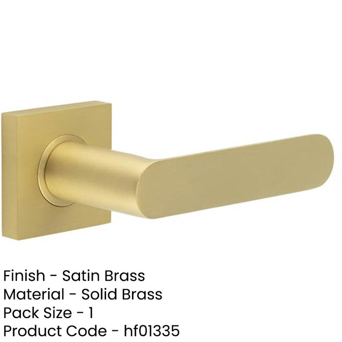 Premium Square Door Handle Satin Brass Finish Solid Brass Interior Handle-1