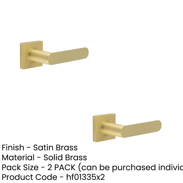 PACK Premium Square Door Handle Satin Brass Finish Solid Brass Interior Handle (1)-1