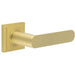 Premium Square Stepped Rose Door Handle Satin Brass Solid Brass Interior Handle