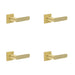 PACK Premium Square Stepped Rose Door Handle Satin Brass Solid Brass Interior Handle