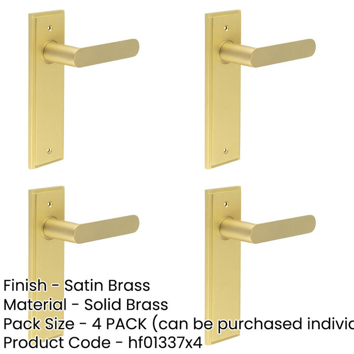 PACK Satin Brass Door Handle Latch Backplate Elegant Interiors Solid Brass Interior Handle-1