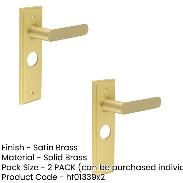 PACK Luxurious Satin Brass Bathroom Door Handle with Backplate Solid Brass Interior Handle (1)-1