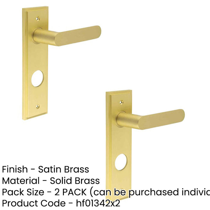 PACK Satin Brass Door Handle with Backplate Bathrooms Solid Brass Interior Handle (3)-1