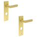 PACK Satin Brass Door Handle with Backplate Bathrooms Solid Brass Interior Handle (3)