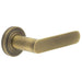 Antique Brass Door Handle with Stepped Rose Design Stylish Interiors Solid Brass Interior Handle