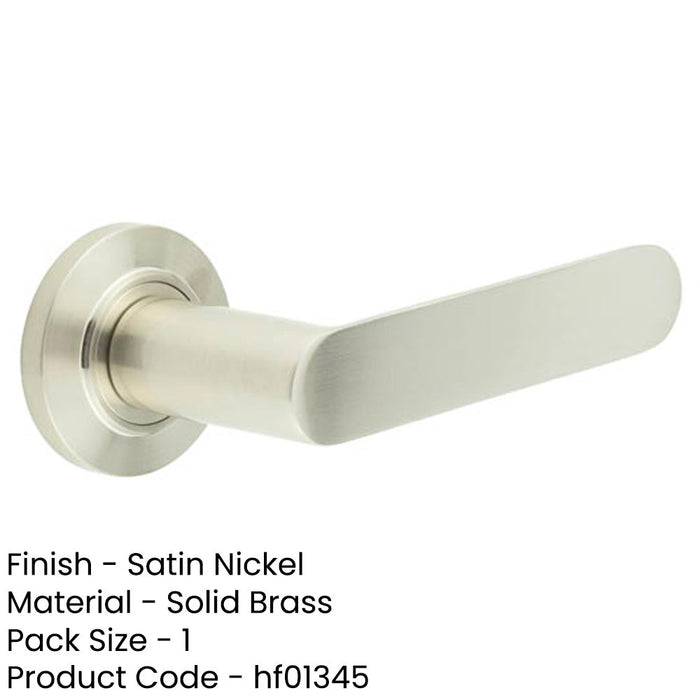 Stylish Satin Nickel Door Handle with Chamfered Rose Solid Brass Interior Handle-1