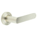 Stylish Satin Nickel Door Handle with Chamfered Rose Solid Brass Interior Handle