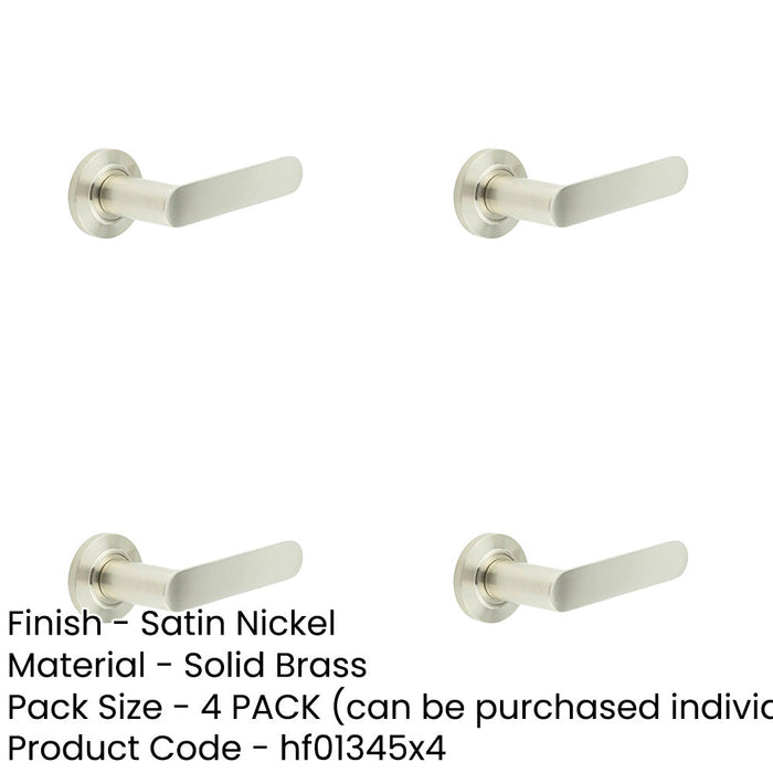 PACK Stylish Satin Nickel Door Handle with Chamfered Rose Solid Brass Interior Handle-1