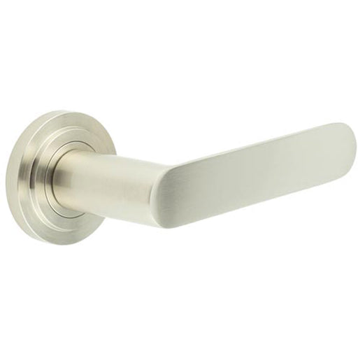 Elegant Stepped Rose Door Handle Satin Nickel Finish Solid Brass Interior Handle