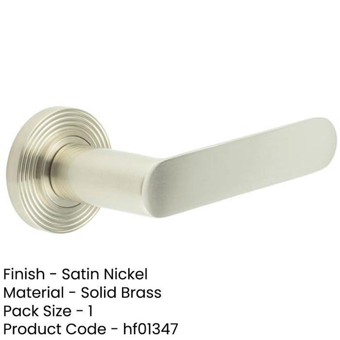 Reeded Rose Door Handle Satin Nickel Finish Elegant Interiors Solid Brass Interior Handle-1
