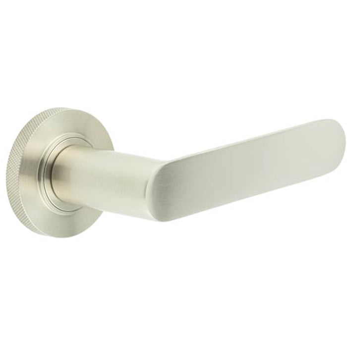 Satin Nickel Knurled Door Handle Elegant Interiors Solid Brass Interior Handle