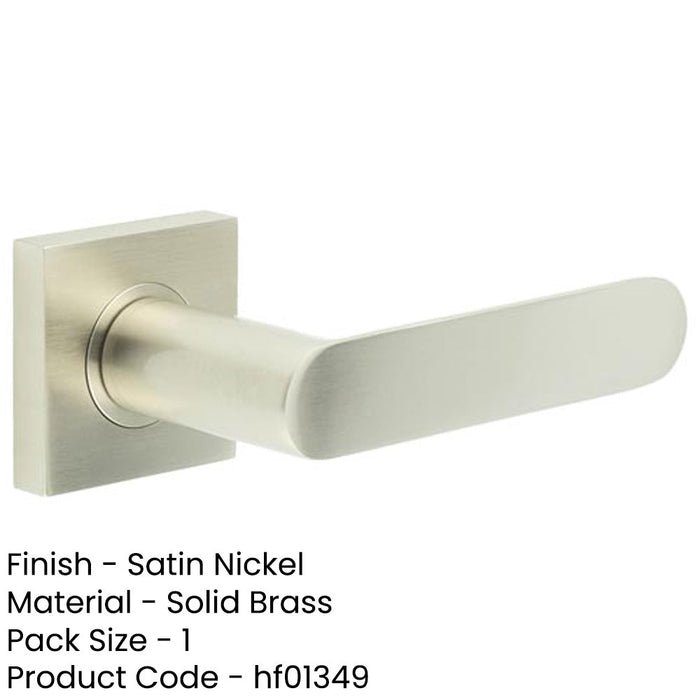 Satin Nickel Square Door Handle with Plain Rose Durable Brass Hardware Solid Brass Interior Handle-1