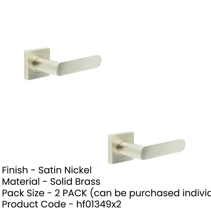 PACK Satin Nickel Square Door Handle with Plain Rose Durable Brass Hardware Solid Brass Interior Handle (1)-1