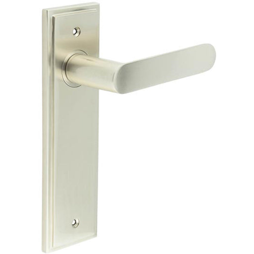 Satin Nickel Door Handle Latch Backplate Elegant Brass Finish Solid Brass Interior Handle