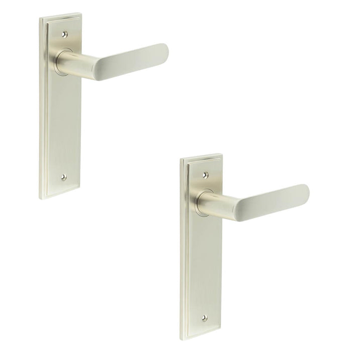 PACK Satin Nickel Door Handle Latch Backplate Elegant Brass Finish Solid Brass Interior Handle (1)