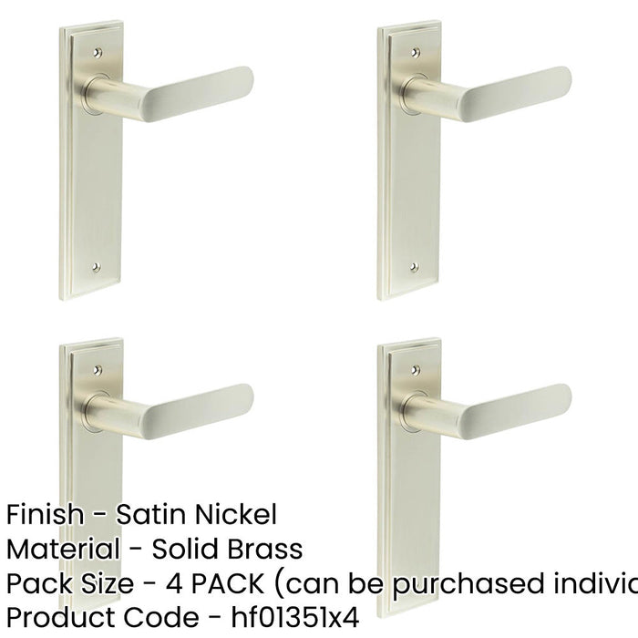 PACK Satin Nickel Door Handle Latch Backplate Elegant Brass Finish Solid Brass Interior Handle-1