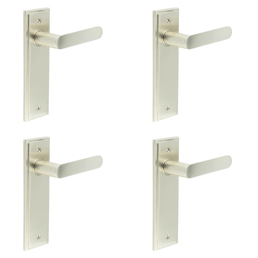 PACK Satin Nickel Door Handle Latch Backplate Elegant Brass Finish Solid Brass Interior Handle