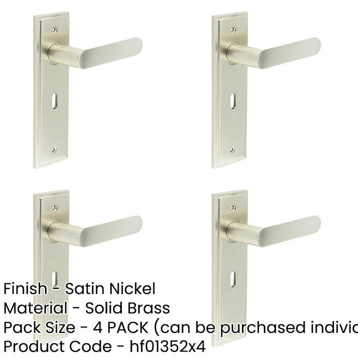 PACK Satin Nickel Door Handle Lock Backplate Elegant Homes Solid Brass Interior Handle-1