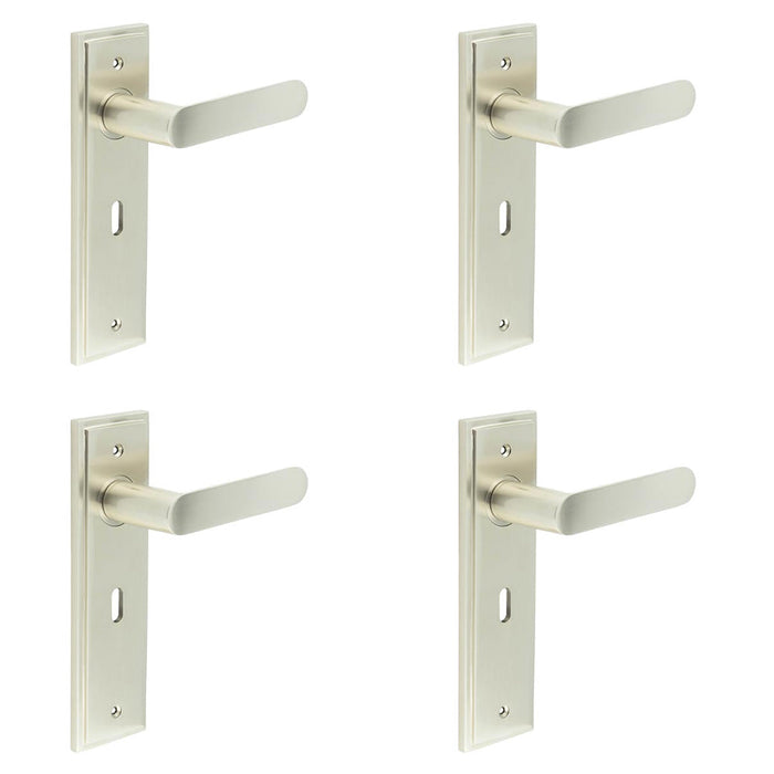 PACK Satin Nickel Door Handle Lock Backplate Elegant Homes Solid Brass Interior Handle