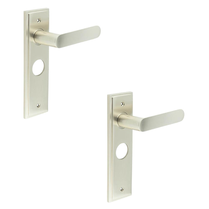 PACK Satin Nickel Bathroom Door Handle Backplate Elegant Solid Brass Design Solid Brass Interior Handle (1)