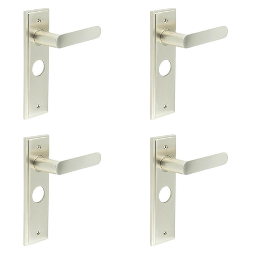 PACK Satin Nickel Bathroom Door Handle Backplate Elegant Solid Brass Design Solid Brass Interior Handle