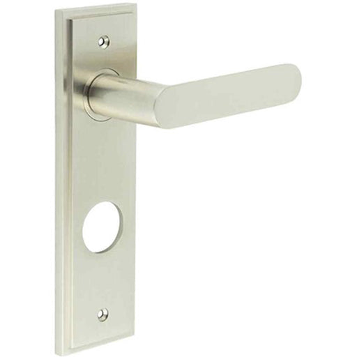 Satin Nickel Bathroom Door Handle with Backplate Elegant Durable Design Solid Brass Interior Handle