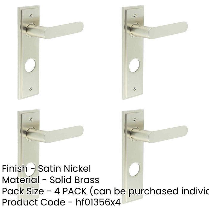 PACK Satin Nickel Bathroom Door Handle with Backplate Elegant Durable Design Solid Brass Interior Handle-1