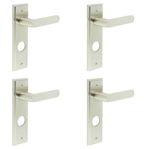 PACK Satin Nickel Bathroom Door Handle with Backplate Elegant Durable Design Solid Brass Interior Handle